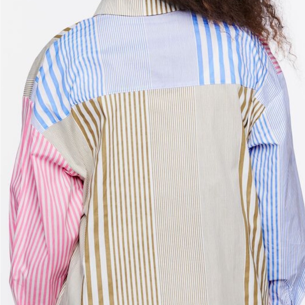 Stripped button down shirt, multi color great for work or dress up